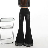High Street Design Hair-Side Micro-Tipped Jeans Women Autumn Low-Rise Loose Thin Broad Leg