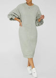 Casual O-Neck Puff Sleeve Long Sweat