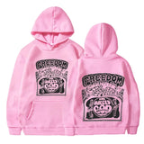 Freedom Camisa Long-Sleeved Hoodie Oversized Harajuku