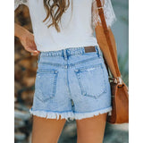 Burst Burrowed Foot Waist Denim Shorts Hole Jeans