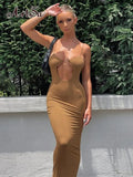 Sexy Hollow Out Slip Maxi Dress for Women Summer 2022 Party Club Cut Out Sundresses Gown Outfits Clothes