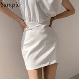 Autumn Winter Black White Khaki PU Leather Woman Skirts 2020 Office High Waist Bodycon Sexy Party Fashion Mini