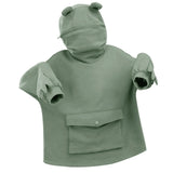 Oversize Frog Hoodie Women Long Sleeve Zipper Pocket Mouth Sweatshirt Clothes Doll Top Kawaii Funny Pullover