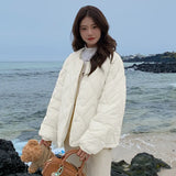Korean Version Of The Small Man Wearing Light Diamond Cotton Coat Female Autumn Winter New Simple Fashion Short Warm Padded Clothes-Outfit