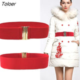 Elastic Wide Belt For Women Black Corset Belt Metal Buckle Lady Cummerband Stretch Waistband Female Coat Dress