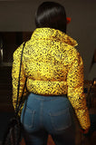 Casual Spotty Printed Zipper Up Long Sleeve Cropped Down