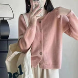 Soft Waxy Style Sweater Cardigan Girl 2024 Autumn And Winter Lazy Wind High-Level Knitted Jacket Chic Jacket-Outfit