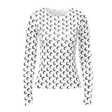 Summer Women'S Designer Moon Print T Shirt Lady Round Neck Long Sleeves Ice Silk Top Women Underwear Clothing