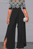 Women Summer Jumpsuit Elegant Short Sleeve Loose Casual One Piece Wide Legs Pants Rompers Streetwear Office Lady 703-0-Outfit