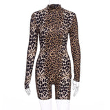 Tiger Print Sexy Romper Shorts Long Sleeve Lace Up Fitness Activewear Summer Women Elastic Playsuits New