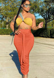 Solid Color Bandeau Bra and Long Skirt Two Piece
