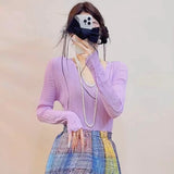 Folded Round Collar Folding Top In The Long Loose Thin Irregular Spring Blouse Summer Design