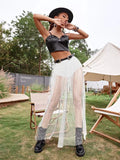 Nightclub Sexy Perspective Pleated Lace Hip Skirt Net Gauze High Waist Half Skirt-Outfit