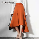 Irregular Folds Patchwork Skirt Female High Waist Asymmetrical Temperament Fashion Skirts For Women Autumn 2022