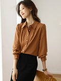 Toloer 2025 New Solid Color Shirt Slim Fashion Shirt Elegant Temperament Commuting OL Chiffon