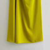 New Spring Style Side Pleated Dress With Long Sleeveless Midi Dress-Outfit