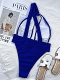 One-Shoulder Solid Hollow Out One Piece