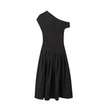 New Summer Dress With A High Waist And A Slim, Asymmetrical Long Dress In Solid Color-Outfit