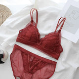 Sexy Bralette Bras Underwear Set Lace Comfortable Soft Cup Push Up Bra Set and Women Beauty Cross Back Leisure