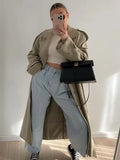 Autumn Belt Cashmere Coat Jacket Women's Fashion Winter Long Woolen Coat Loose Windbreaker Double Breasted Wool