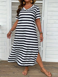 Women's Clothing 2025 Summer New V-Neck Striped Print