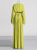 French Elegant High-End Set 2025 New Round Collar Folding Short Coat Solid Color High Waist Half-Dress