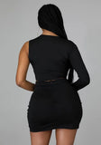 Sexy Contrast Tape One Shoulder Bodycon