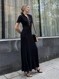 Collar Knitted Dress Girl 2025 Spring And Summer New Pit Strip Single Row Buckle Tight Mid-Long