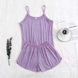 Pajamas for Women Summer Solid Sleepwear Sexy Pyjamas Set Tank Top Shorts