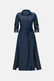 Tie Waist Collared Demin