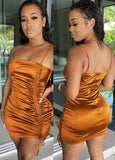 Satin Strap Ruched Mini Club