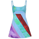 Hollow Out Goth New Dress Women Striped V Neck Sexy Mini Dresses Dark Academia Aesthetic 90s Cute Kawaii