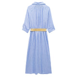Spring Dress With Belt Blended Shirt 4387062-Outfit