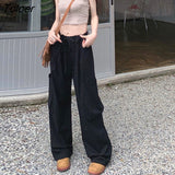 Pants Women Loose Pockets Teens Unisex Streetwear Retro Chic Ins Ulzzang Casual Baggy Vintage College Thin Summer