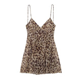 2025 Spring New Women's Printed V-Necked Suspension Short Dress