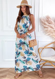 Printed Sweet O-Neck Sleeveless Beach Maxi