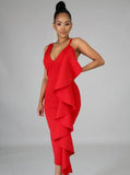 Sleeveless Ruffles Midi Party