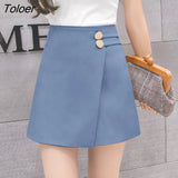 Women Solid Button Simple Summer Chiffon Lightweight Office Lady Mini Skirt All-match Slim Korean Style Fashion