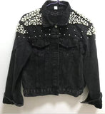 2022 Spring Autumn New Nail Bead Short Casual Pearl Loose Thin Jacket Jacket Denim Jacket Female-Outfit