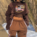 WeiYao 2021 Patchwork Grunge Pullover Y2K Sweatshirts Autumn Winter Long Sleeve Hoodie Print Vintage Casual Cute Insta