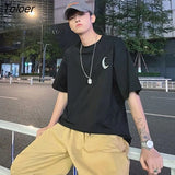 Sleeve T-shirts Printed Reflective Couples Harajuku Streetwear Hip-hop Stylish Simple Korean Popular Unisec Clothes