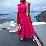 Women's New Fashion With Waist Lace Splicing Long