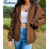 Rockmore Velvet Harajuku Heart Sweatshirt Women Y2K Long Sleeve Jackets Korean Hoodies Thin Crop Top Outfits Vintage Kawaii