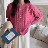 Red Sweater Cardigan 2024 Early Spring New Foreign Style Sweater Winter Thickened Jacket Fashion Trend-Outfit
