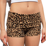 Women's Y2K Elastic Double Fold Low Waist Solid Color/Leopard Print/Striped Summer Streetwear Casual Slim Fit Shorts-Outfit