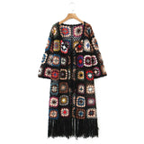 new fashion pure handmade knitted winter sweater coat patchwork open stitch long sleeve high quality autumn