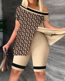 New Women's Wear Inclined Collar Short Sleeve Open-Sleeve Fork Shorts