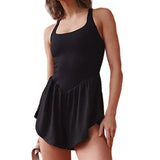 Women Tennis Dress Summer Casual Solid Color Sleeveless Open Back Athletic Mini Dresses with Pockets Sports Workout Golf Dress 703-0-Outfit