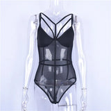 sexy black lace mesh see through bodysuit 2021 female sexi v-neck spaghetti straps one-piece body