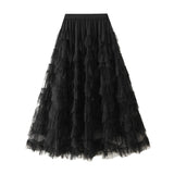 Xian Heavy Industry Lace Net Velopne Pony Half-Body Skirt Thin Umbrella Skirt Elegant Cake Dress Mid-Long Skirt